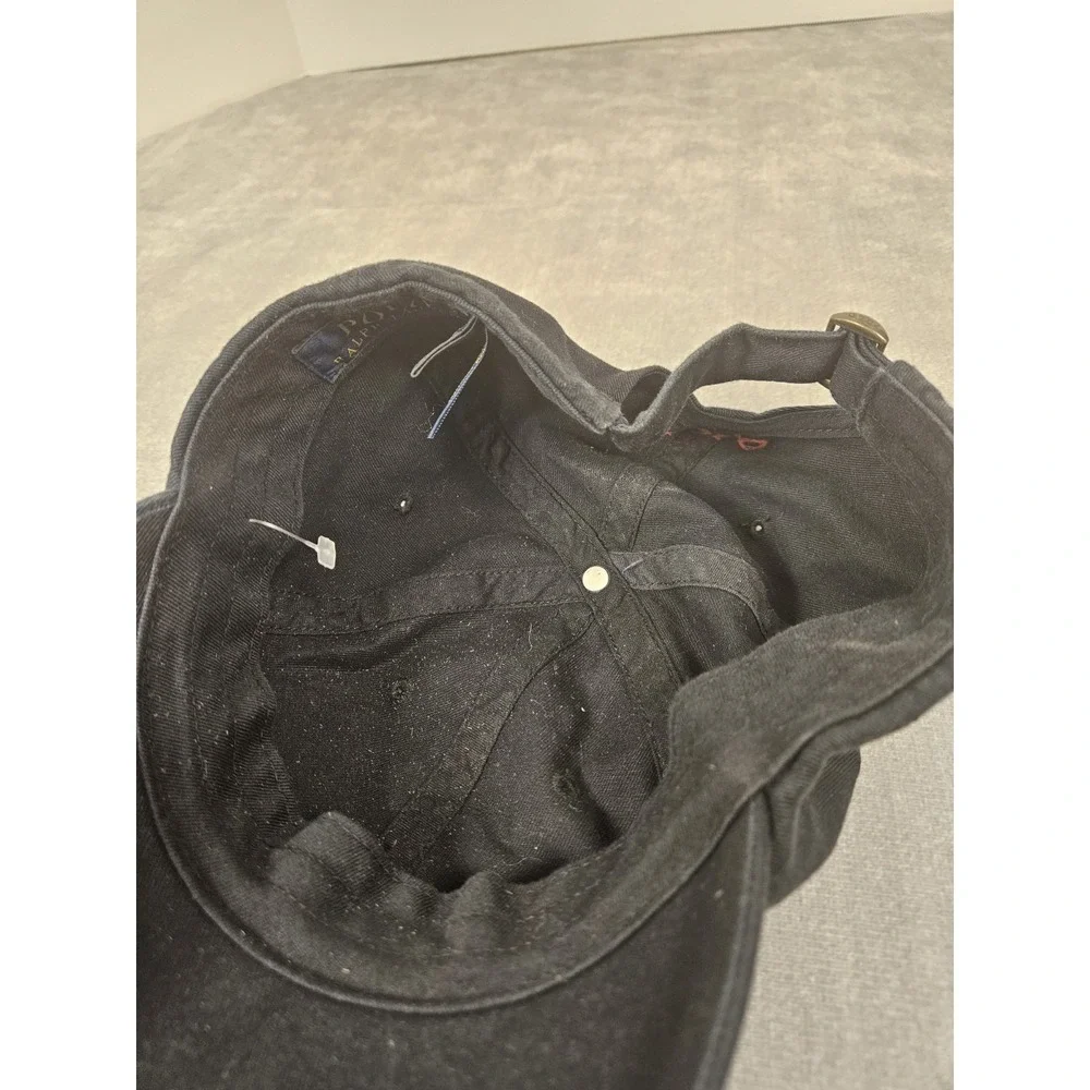 Polo Ralph Lauren Baseball Cap Mens OS Black Red Pony Adjustable Cotton Dad Hat